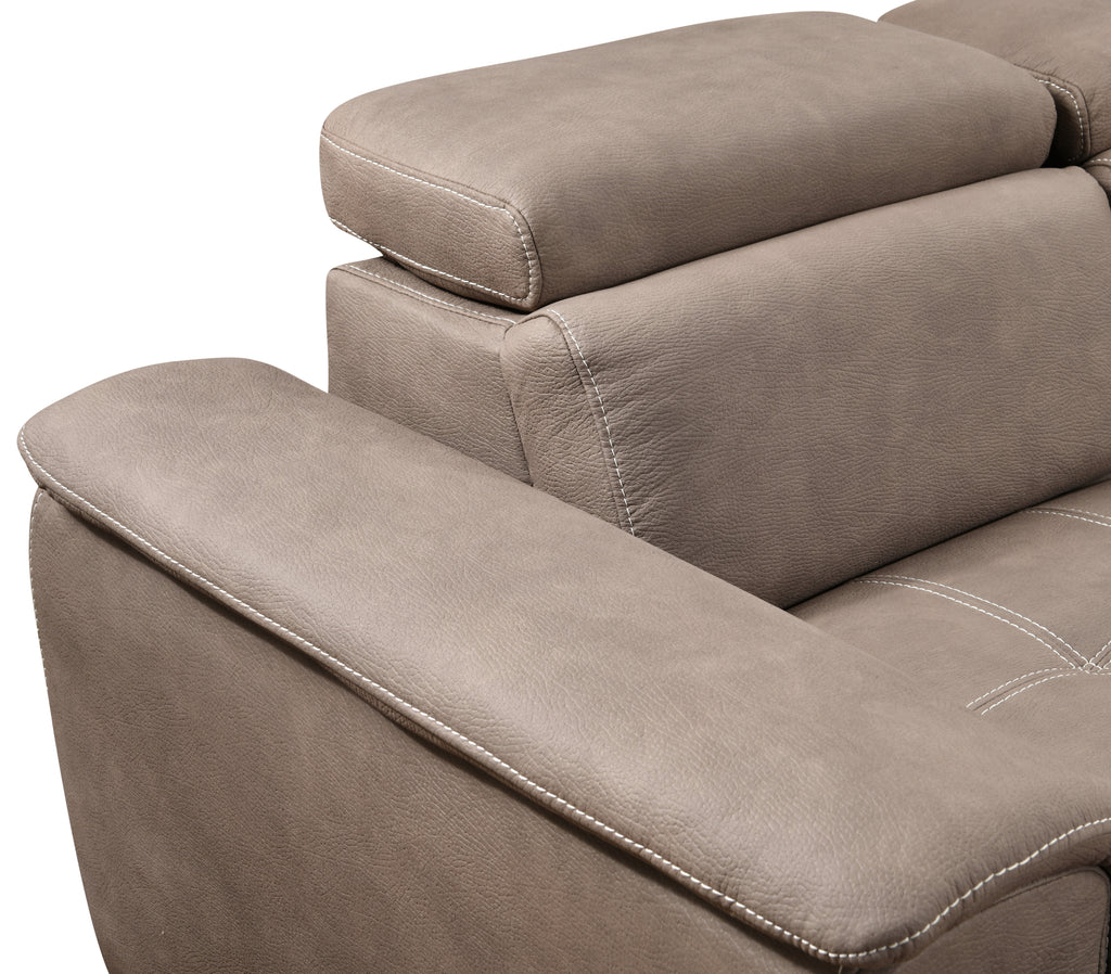U-Shaped 128" Reversible Sectional Sofa Set with Ottoman, 7-Seater Modular Couch with Storage, Adjustable Headrest, Brown