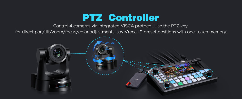 4K HDMI Video Mixer Switcher, 5.5 Inch FHD LCD Screen, 4-Channel HDMI Live Streaming Switcher, 4K 60FPS Input,1080p 60FPS Output