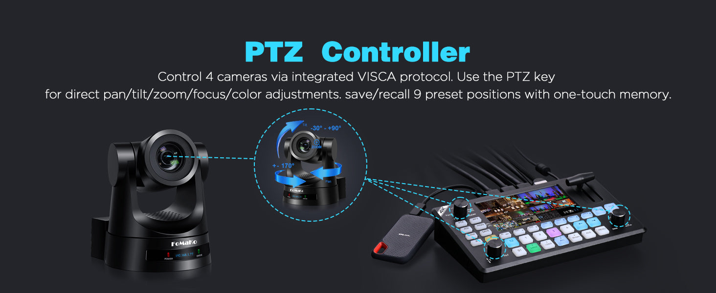 4K HDMI Video Mixer Switcher, 5.5 Inch FHD LCD Screen, 4-Channel HDMI Live Streaming Switcher, 4K 60FPS Input,1080p 60FPS Output