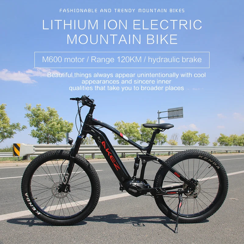 US Warehouse AKEZ 27.5" Electric Bike 48V 500W Bafang Motor, 13Ah Lithium Battery Powerful Adult E-Bike