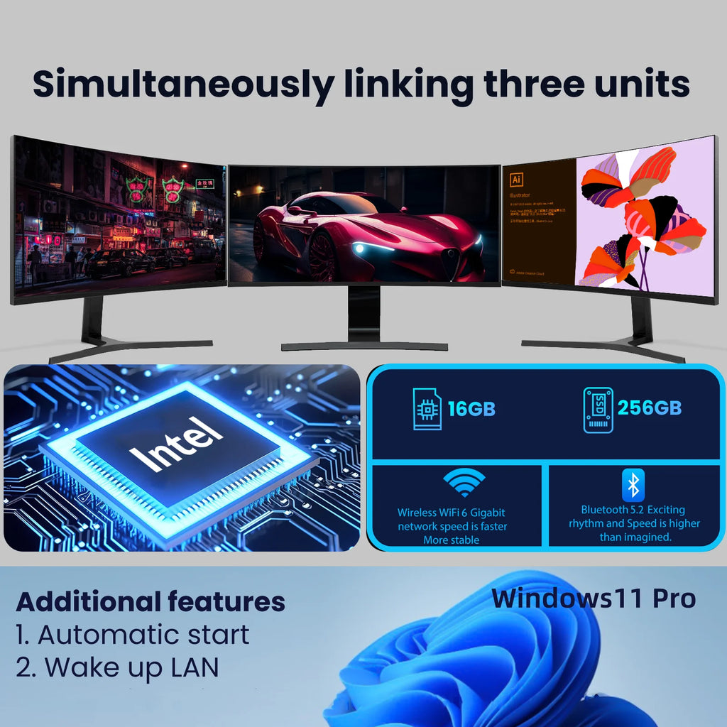 2026 Portable i9 Mini PC Computer Windows 11 Intel Core i9 8950HK 16GB 1TB Gaming Computer Dual-Band WiFi 6-Core Mini Desktop PC