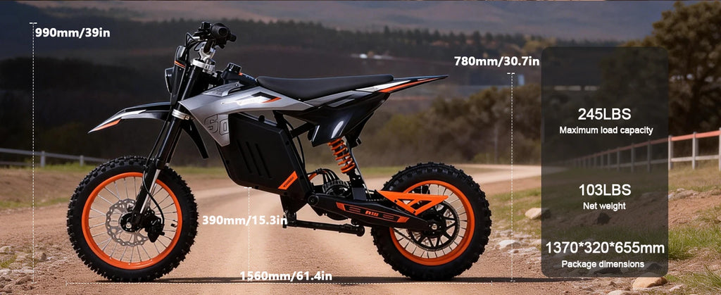 Electric-Dirt-Bike for Teens Adults,14"/12" Fat Tire 3000W 34MPH Electric-Motorcycle with 48V 30AH Battery Ebike Hydraulic Brake