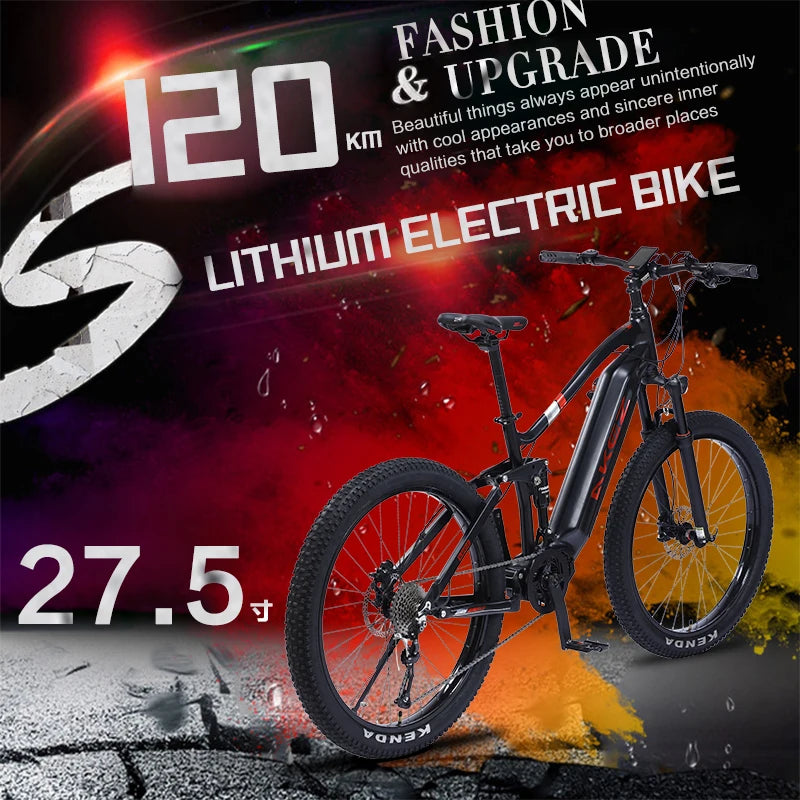 US Warehouse AKEZ 27.5" Electric Bike 48V 500W Bafang Motor, 13Ah Lithium Battery Powerful Adult E-Bike