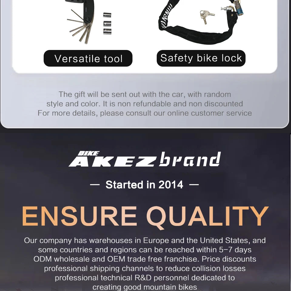 US Warehouse AKEZ 27.5" Electric Bike 48V 500W Bafang Motor, 13Ah Lithium Battery Powerful Adult E-Bike