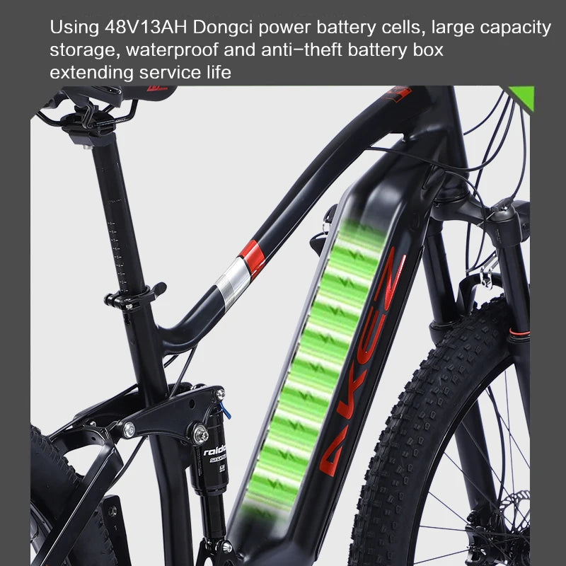 US Stock🚴 AKEZ 27.5" Electric Bike, 48V 500W Bafang Motor, 13Ah Lithium Battery, Powerful E-Bike for Adults
