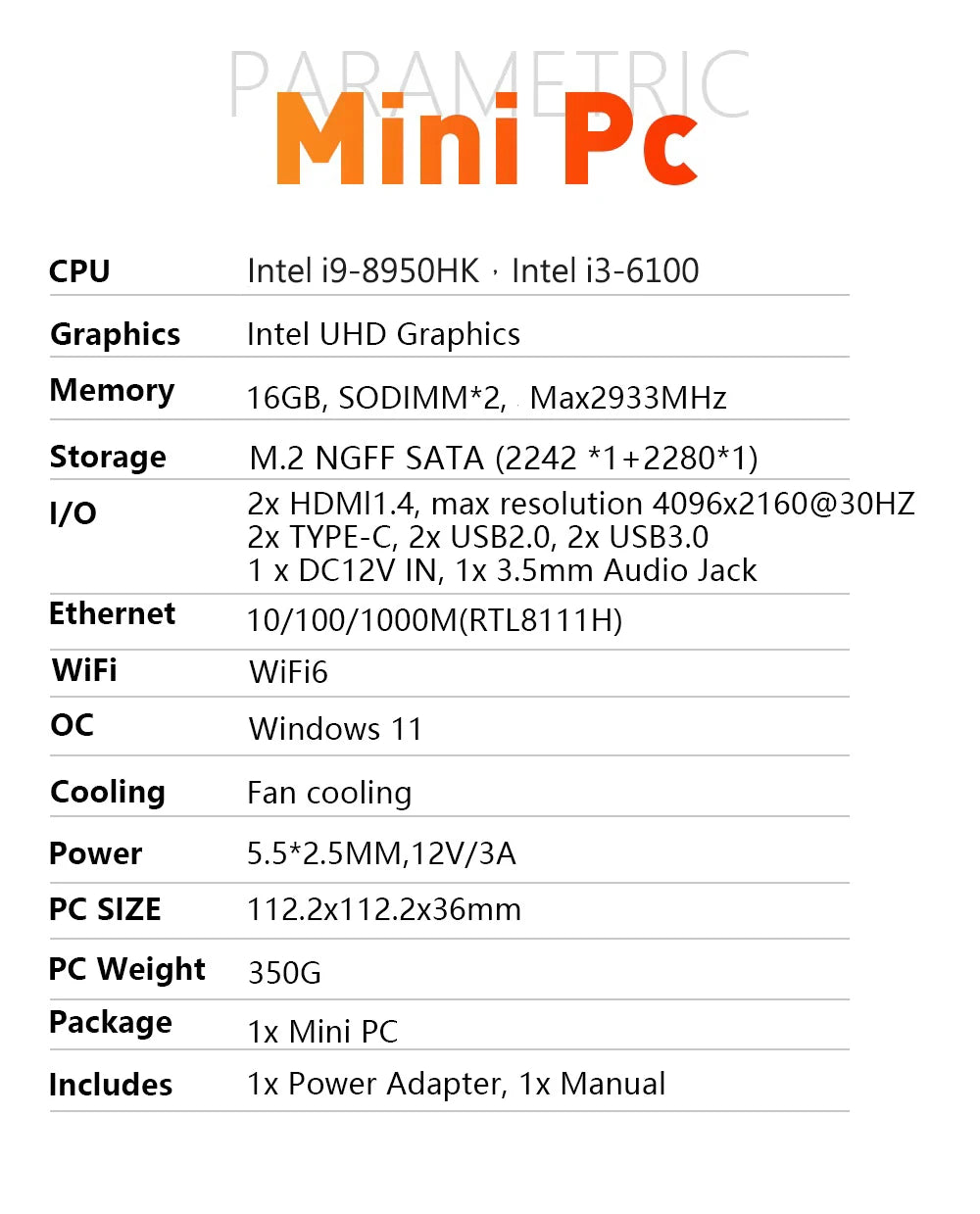 2026 Portable i9 Mini PC Computer Windows 11 Intel Core i9 8950HK 16GB 1TB Gaming Computer Dual-Band WiFi 6-Core Mini Desktop PC