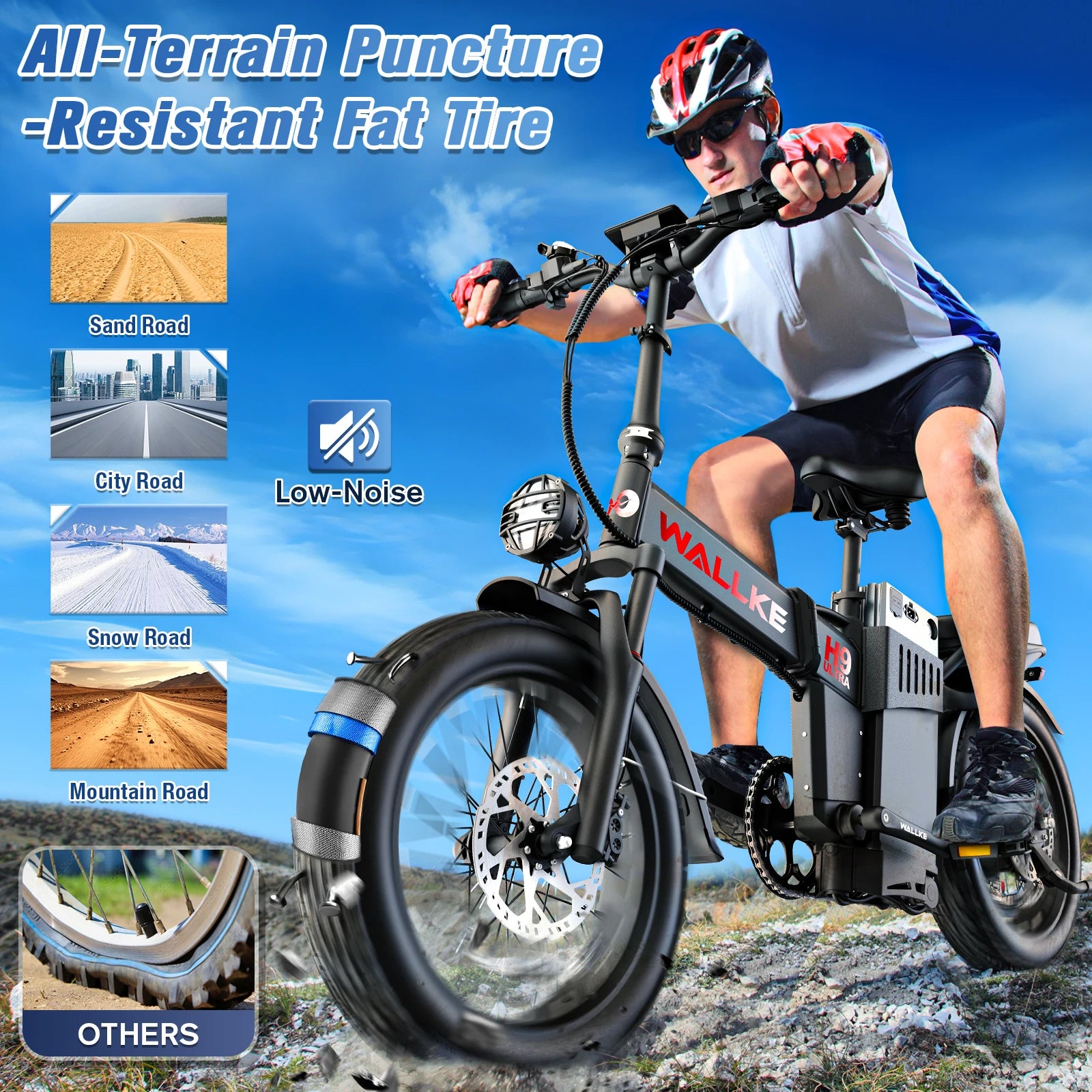 Wallke H9 ULTRA Portable Power Station Electric Bike 4000W 37MPH Fast Ebike for Adults 48V 55Ah Long Range E-Bike Torque Sensor