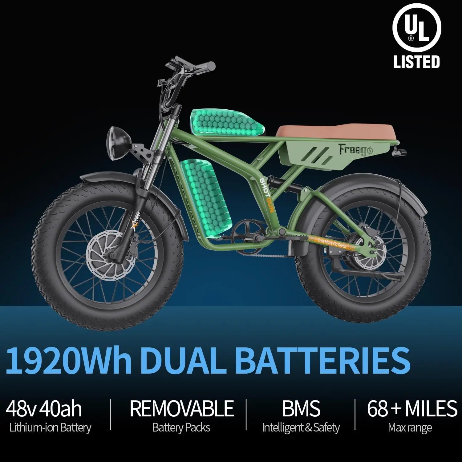 Freego F3 Pro Electric Dirt Bike 2000W Dual Motor 40AH Dual Hydraulic Brake Suspension 20x4 Fat Tires Off Road Electric Bike