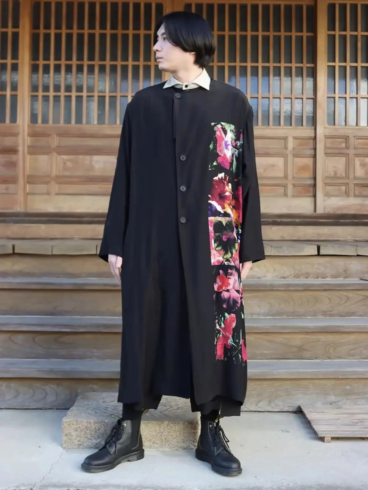 TOP-YAMAMOTO Japanese-style dark-themed niche loose-fitting long-sleeved floral print shirt
