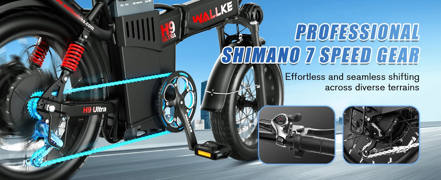 Wallke H9 ULTRA Portable Power Station Electric Bike 4000W 37MPH Fast Ebike for Adults 48V 55Ah Long Range E-Bike Torque Sensor
