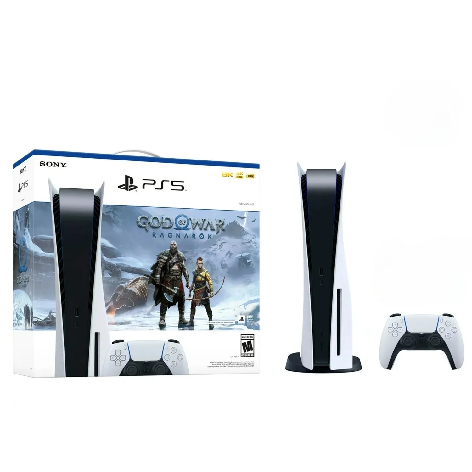 Sony PS5 Gaming Console Disc Edition, White, with God of War Ragnarök Included