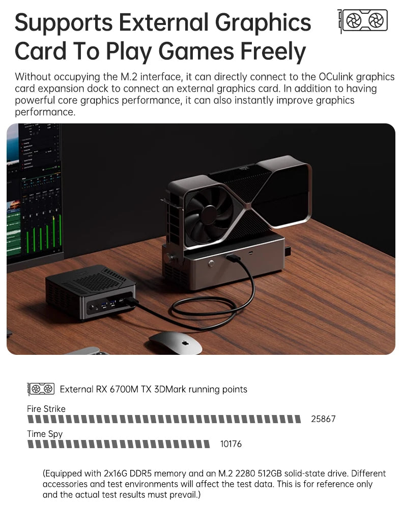 TOPC OCuLink Mini Gaming PC Intel Core (Ultra 9 285H ES/7 255H ES/5 235H ES) USB4, Dual 2.5G LAN,WiFi 6E, Windows 11 Desktop