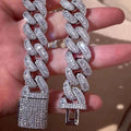 15mm Zircon Cuban Link Chain Iced Out In hand-set Simulated Diamond Stones Bling Miami CZ Necklace Gift for Her/Him