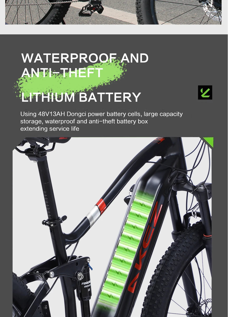US Stock🚴 AKEZ 27.5" Electric Bike, 48V 500W Bafang Motor, 13Ah Lithium Battery, Powerful E-Bike for Adults