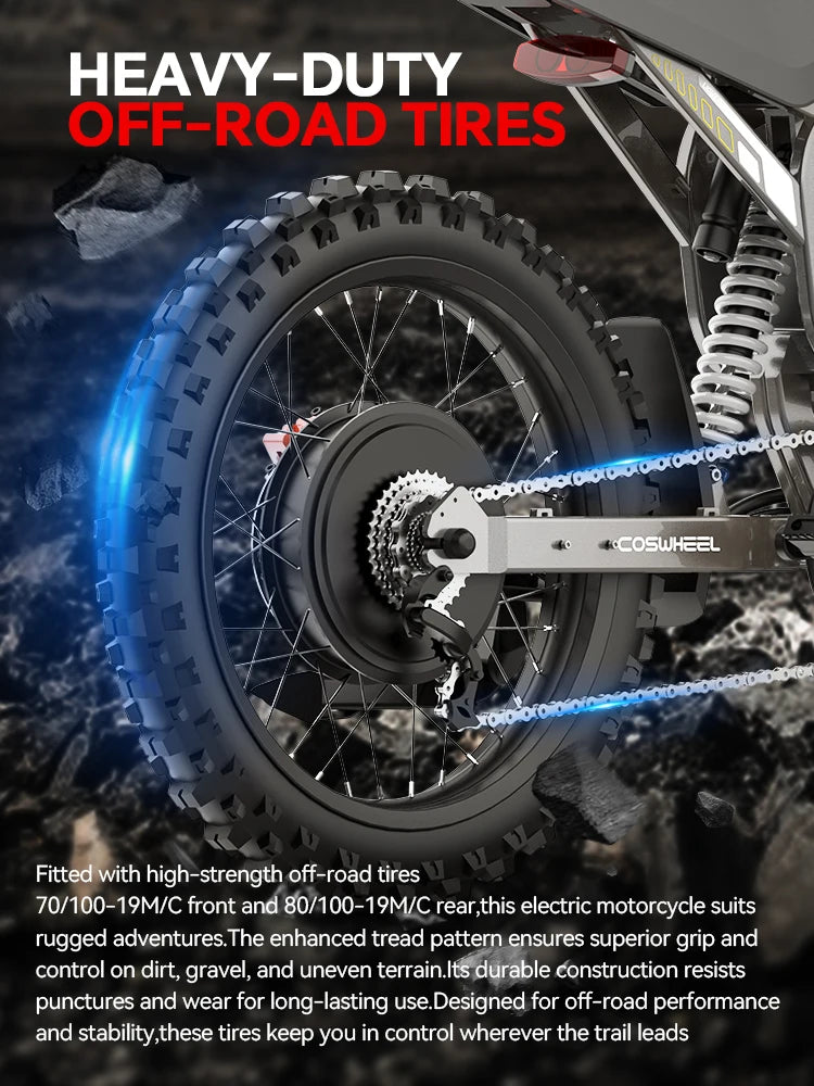 Coswheel R19 adult E-bike 19-inch Tire E-Mountain bike  3000W motor 72V40Ah battery commute Electric Bike