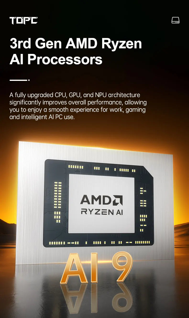 TOPC Mini PC Gamer Oculink AMD Ryzen AI 9 HX 370 365 7 PRO 360 USB4 2x2.5G 2xPCIe Desktop Gaming Computer NUC Windows11 WiFi6