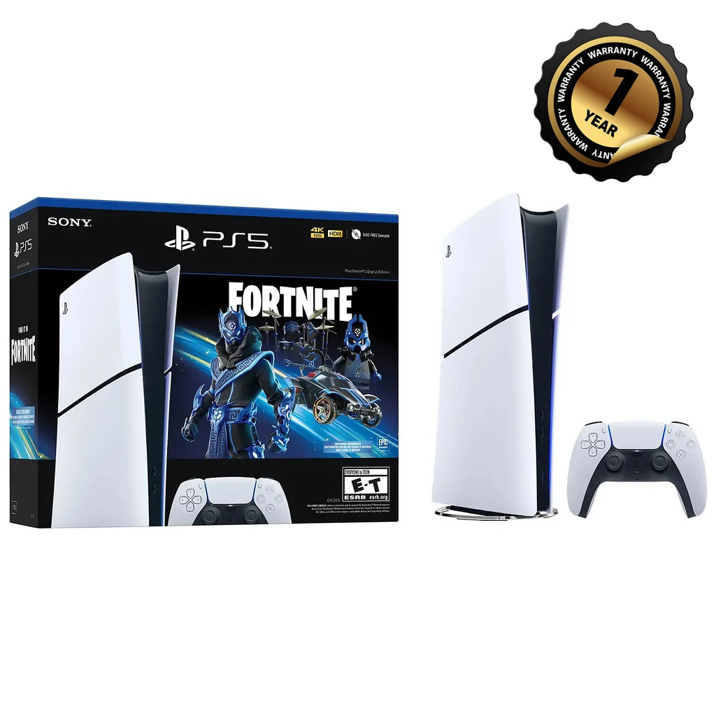 Sony PlayStation 5 Digital Edition Console Fortnite Cobalt Star Bundle, 825GB, White
