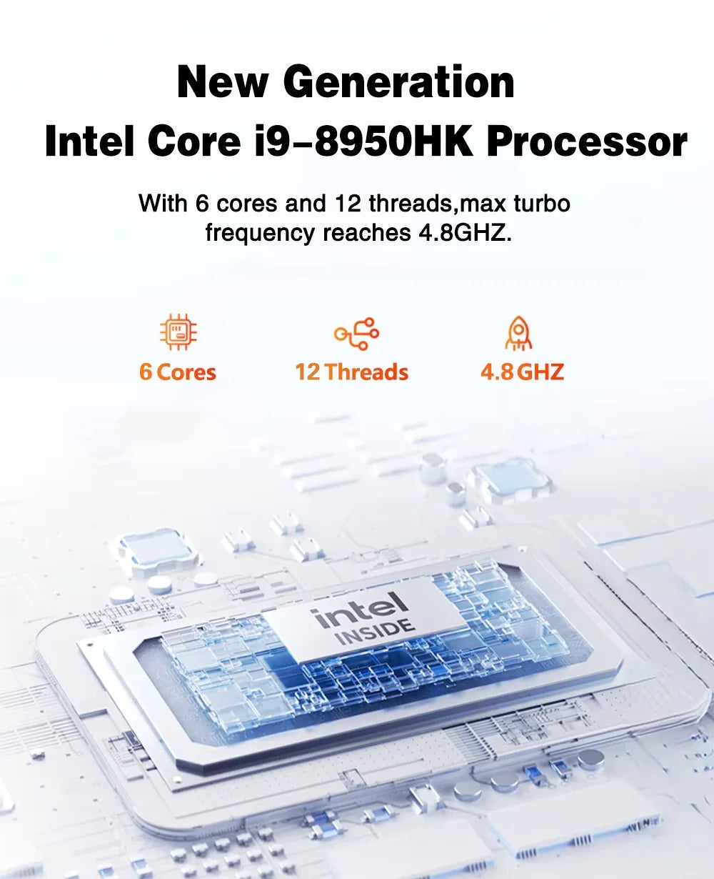 2026 Portable i9 Mini PC Computer Windows 11 Intel Core i9 8950HK 16GB 1TB Gaming Computer Dual-Band WiFi 6-Core Mini Desktop PC