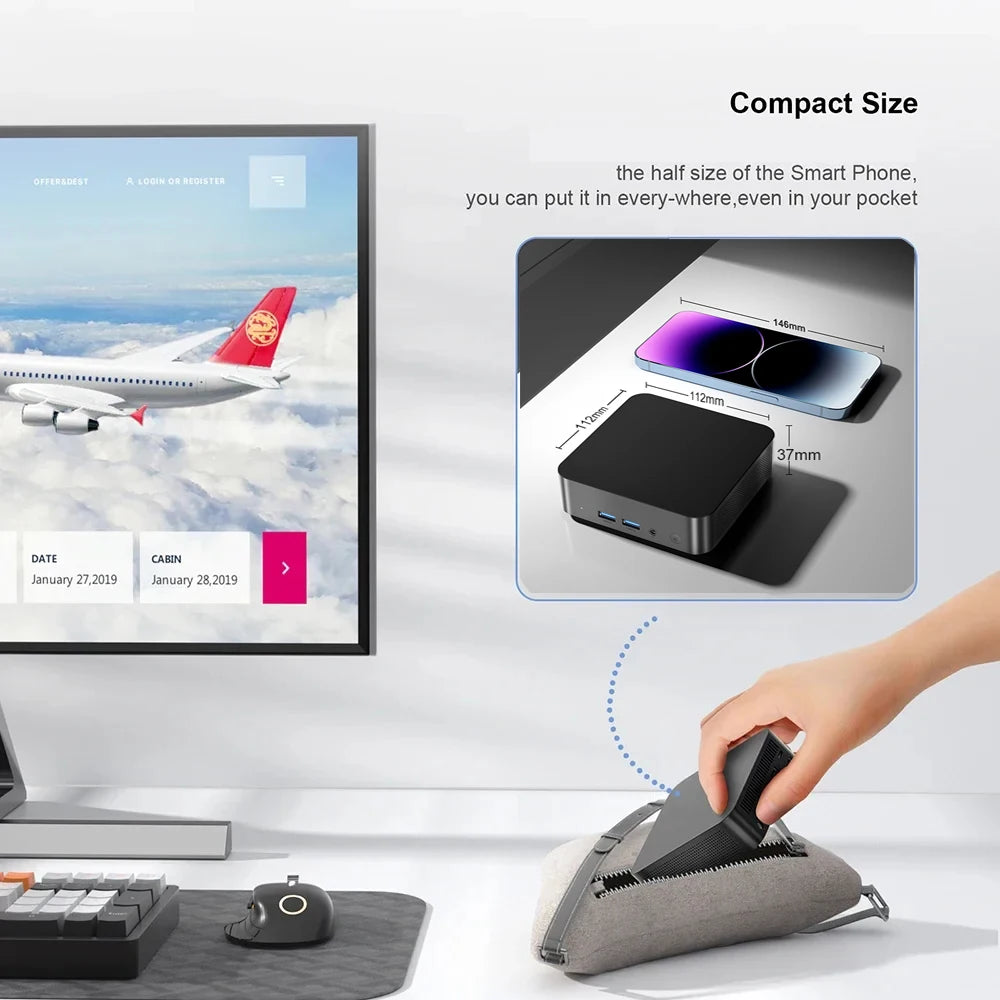 2026 Portable i9 Mini PC Computer Windows 11 Intel Core i9 8950HK 16GB 1TB Gaming Computer Dual-Band WiFi 6-Core Mini Desktop PC