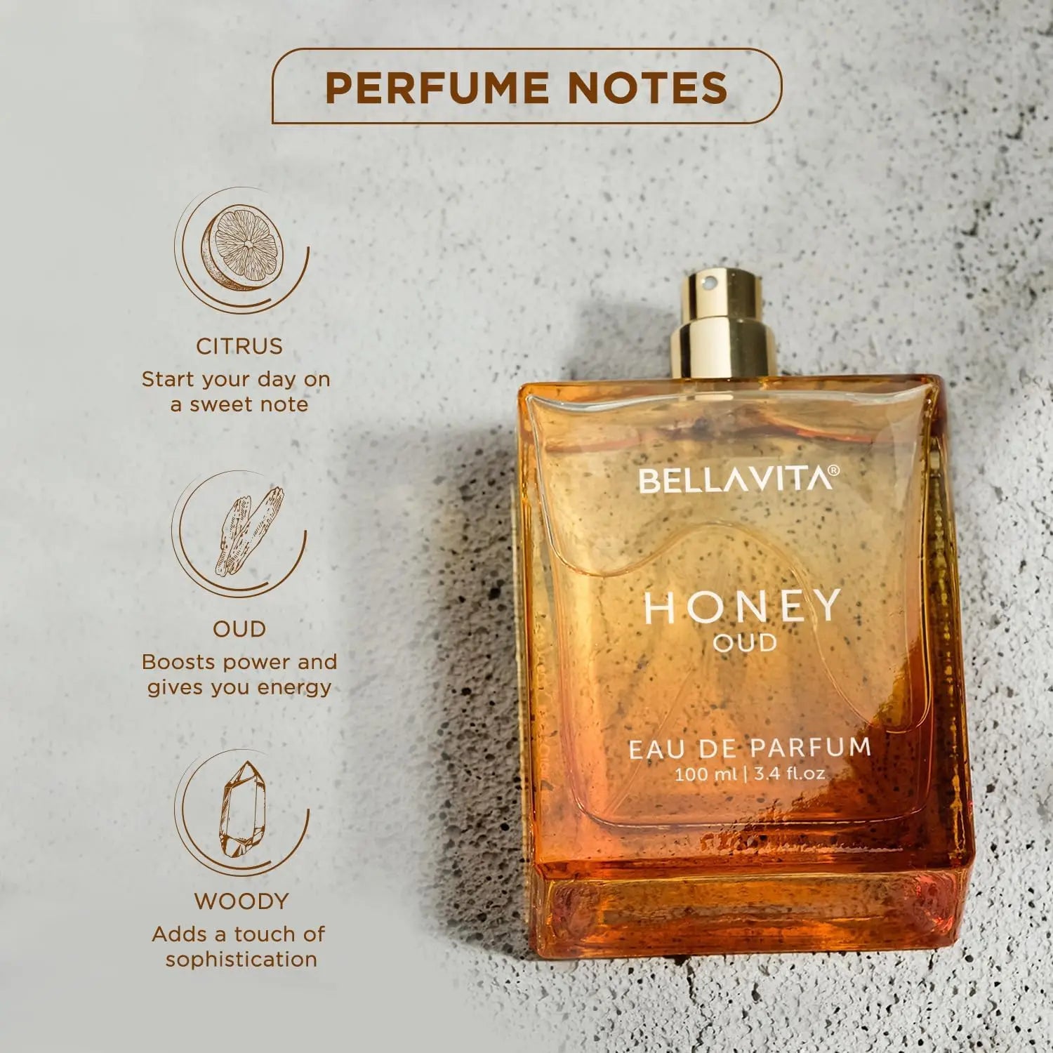 100ML Original Bella Vita Luxury Honey Oud Eau De Parfum Arabian Women's Perfume Cologne Long-Lasting Unisex Fragrance Makeup