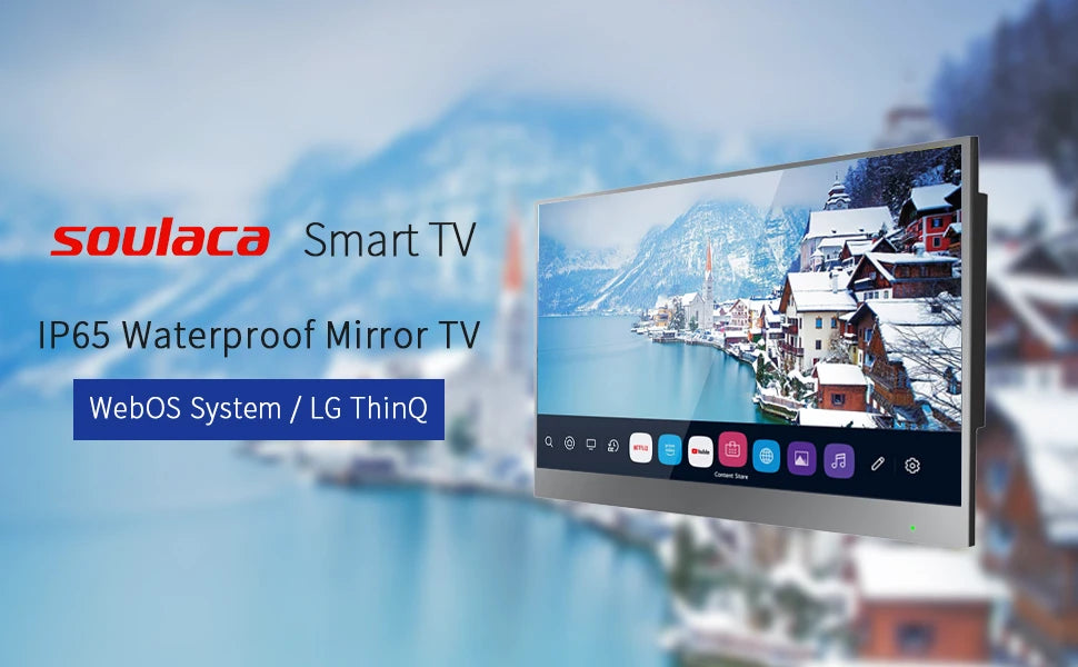 Soulaca 43 inches webOS Mirror Smart 4K TV WiFi for Bathroom Waterproof LED Television Built-in Alexa Bluetooth Hotel