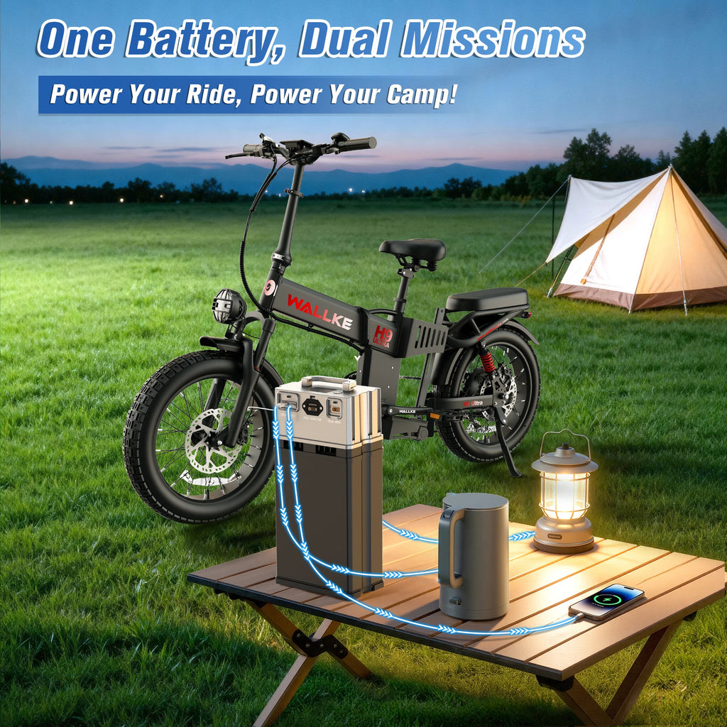 Wallke H9 ULTRA Portable Power Station Electric Bike 4000W 37MPH Fast Ebike for Adults 48V 55Ah Long Range E-Bike Torque Sensor
