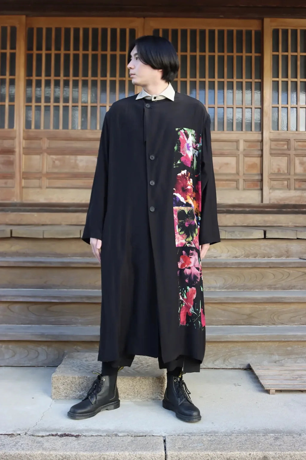 TOP-YAMAMOTO Japanese-style dark-themed niche loose-fitting long-sleeved floral print shirt