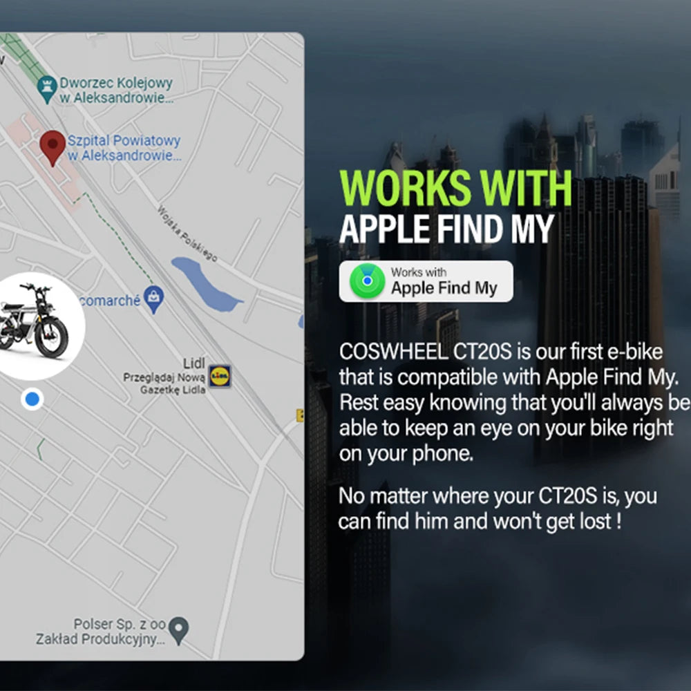 COSWHEEL CT20S 1500W E-Bike 60V 27.5Ah Battery 65km/H 120km Range Adults electric bike 20X5" Fat Tire EBike e bicycle