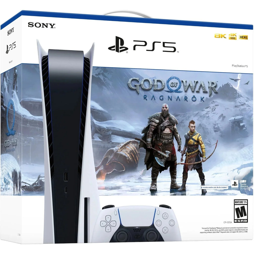 Sony PS5 Gaming Console Disc Edition, White, with God of War Ragnarök Included