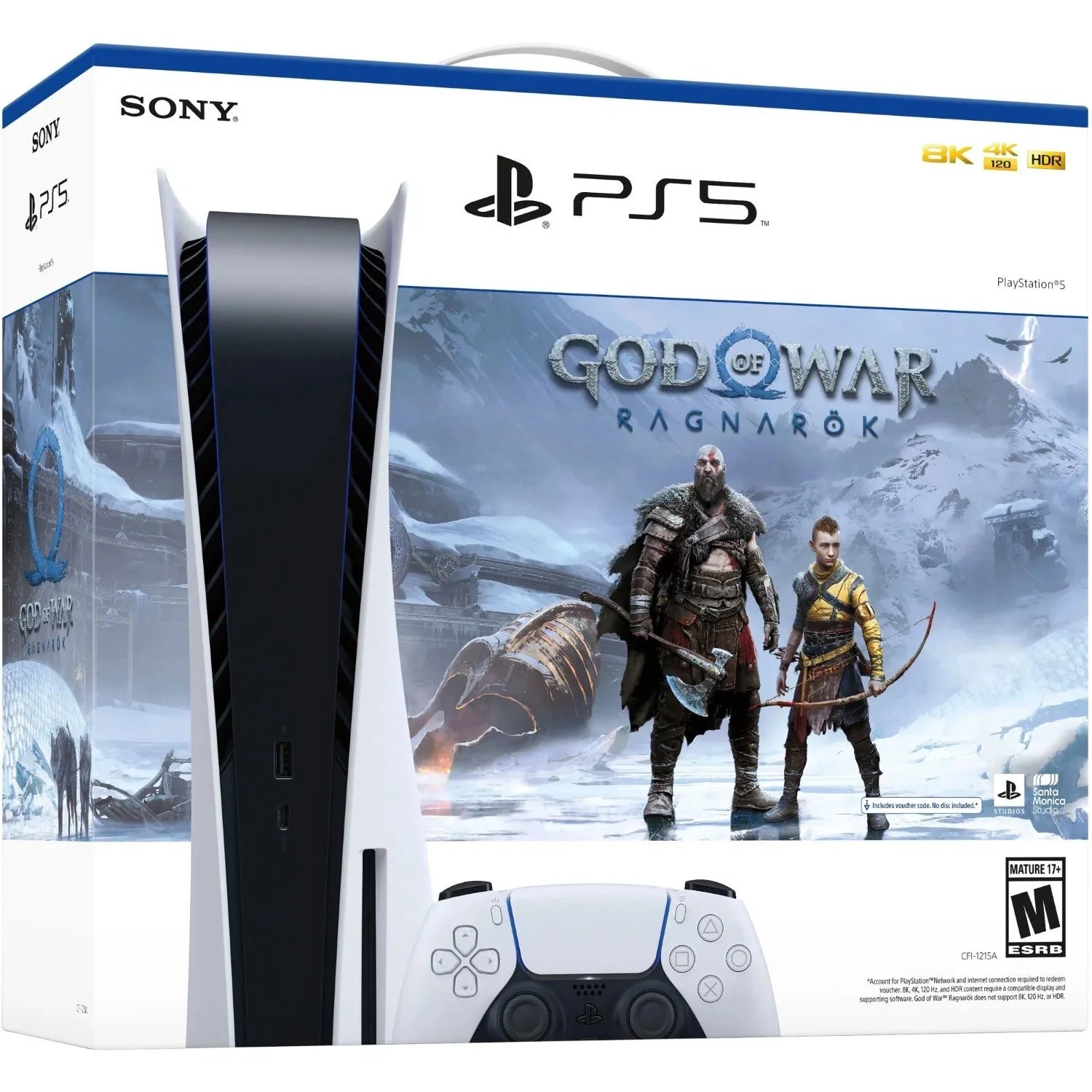 Sony PS5 Gaming Console Disc Edition, White, with God of War Ragnarök Included