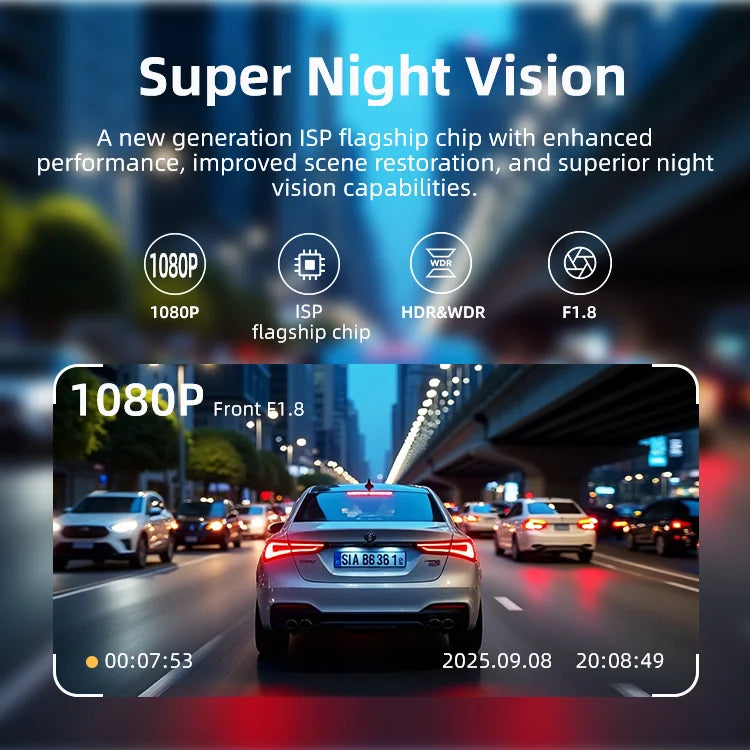 Dual Lens Black Box HD 720P Dashcam 3 Channel Vehicle DVR Dash Cam with LCD Screen Car Camcorder for In-Car Child Monitoring