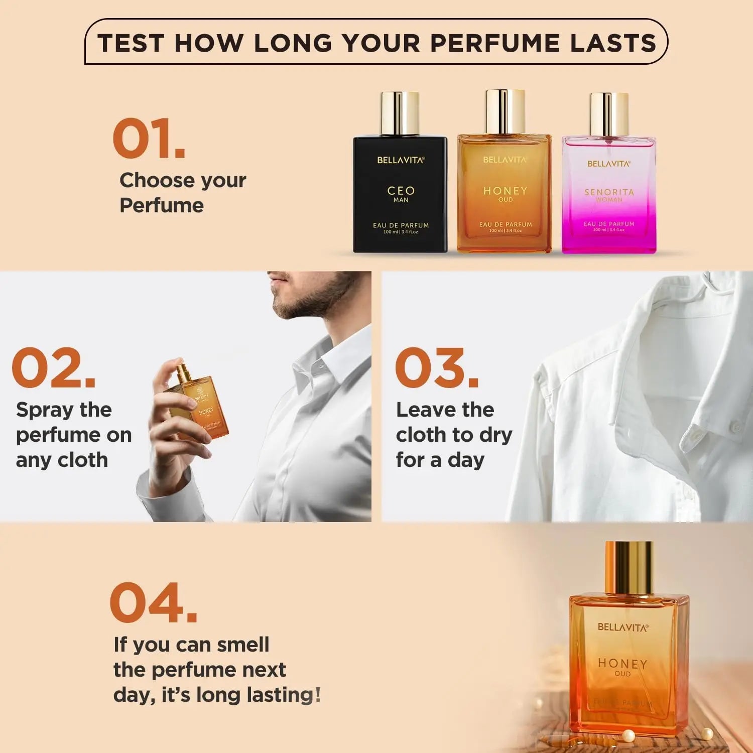 100ML Original Bella Vita Luxury Honey Oud Eau De Parfum Arabian Women's Perfume Cologne Long-Lasting Unisex Fragrance Makeup