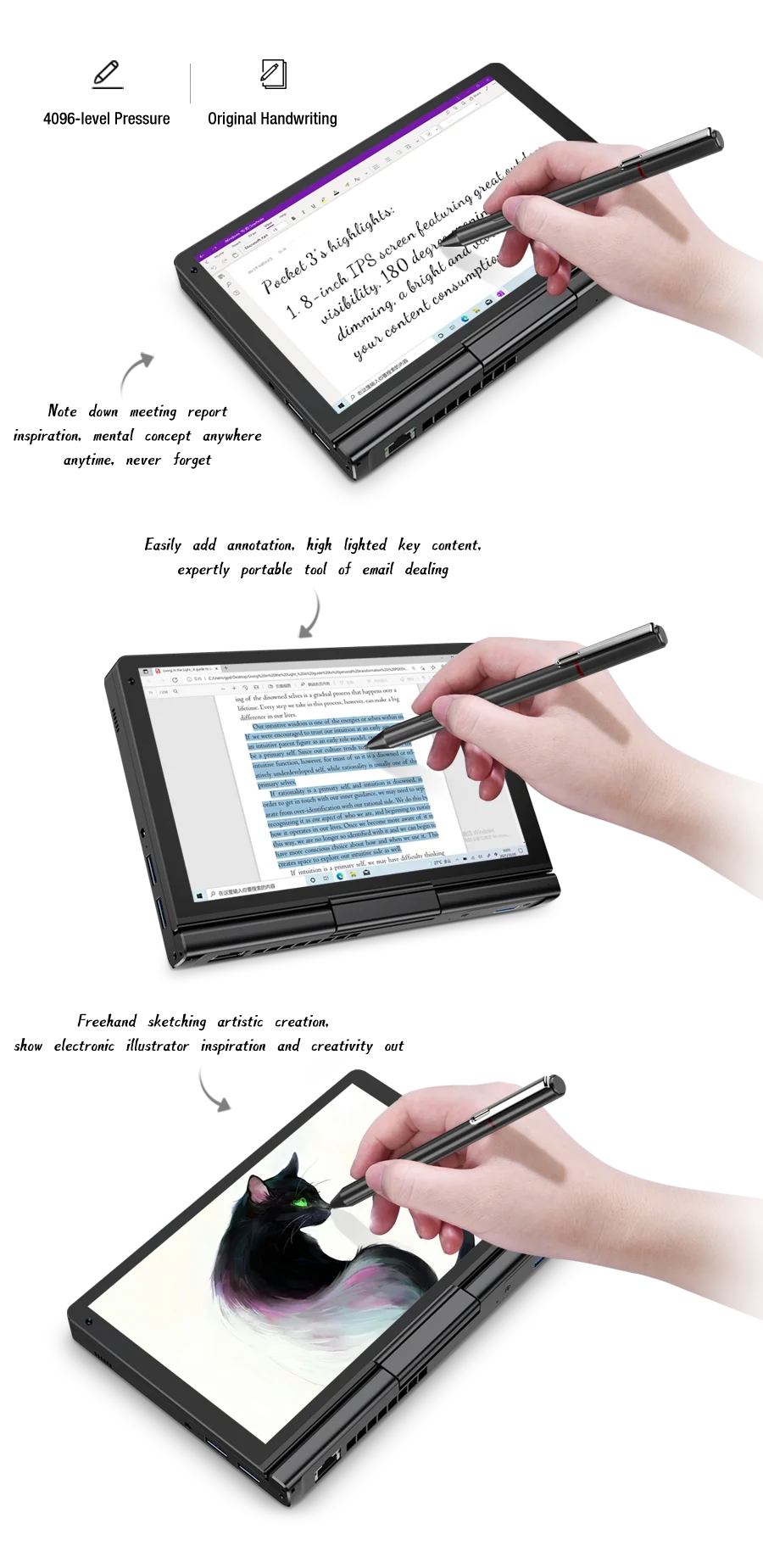 New Cheap GPD Pocket 3 Windows Gaming Laptop Notebook PC Computer Intel i7 1195G7 16GB RAM 1TB SSD KVM RS232 Module