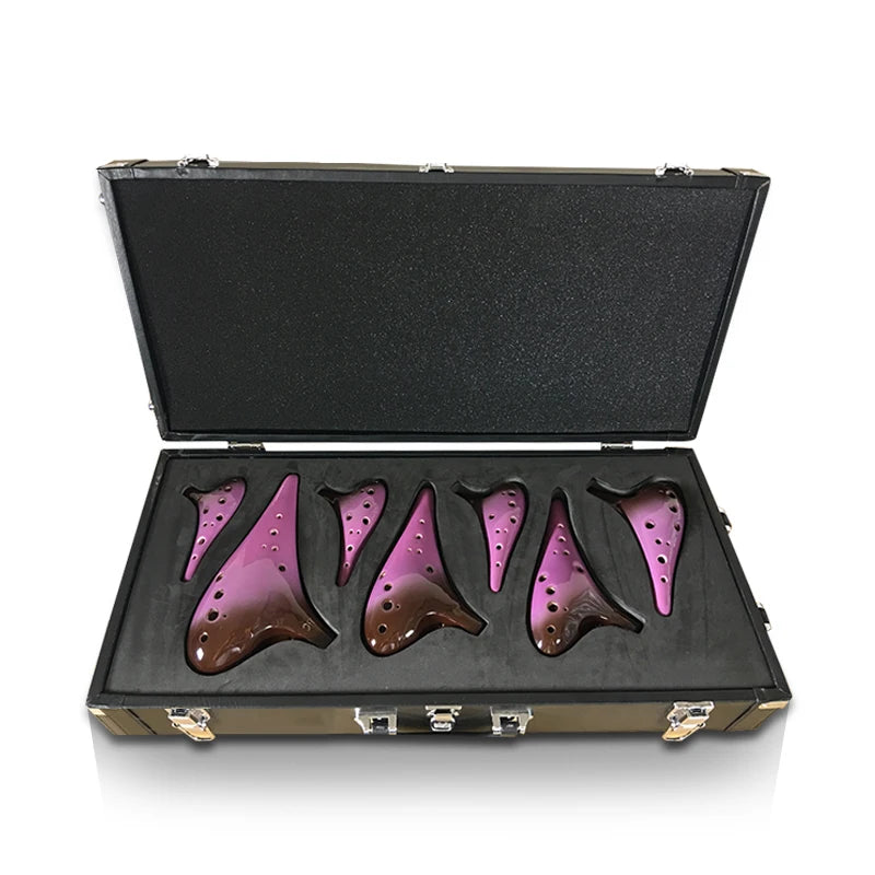 Ocarina taodi 12-hole double-color glaze set seven-pack performance-grade Tao Di musical instrument