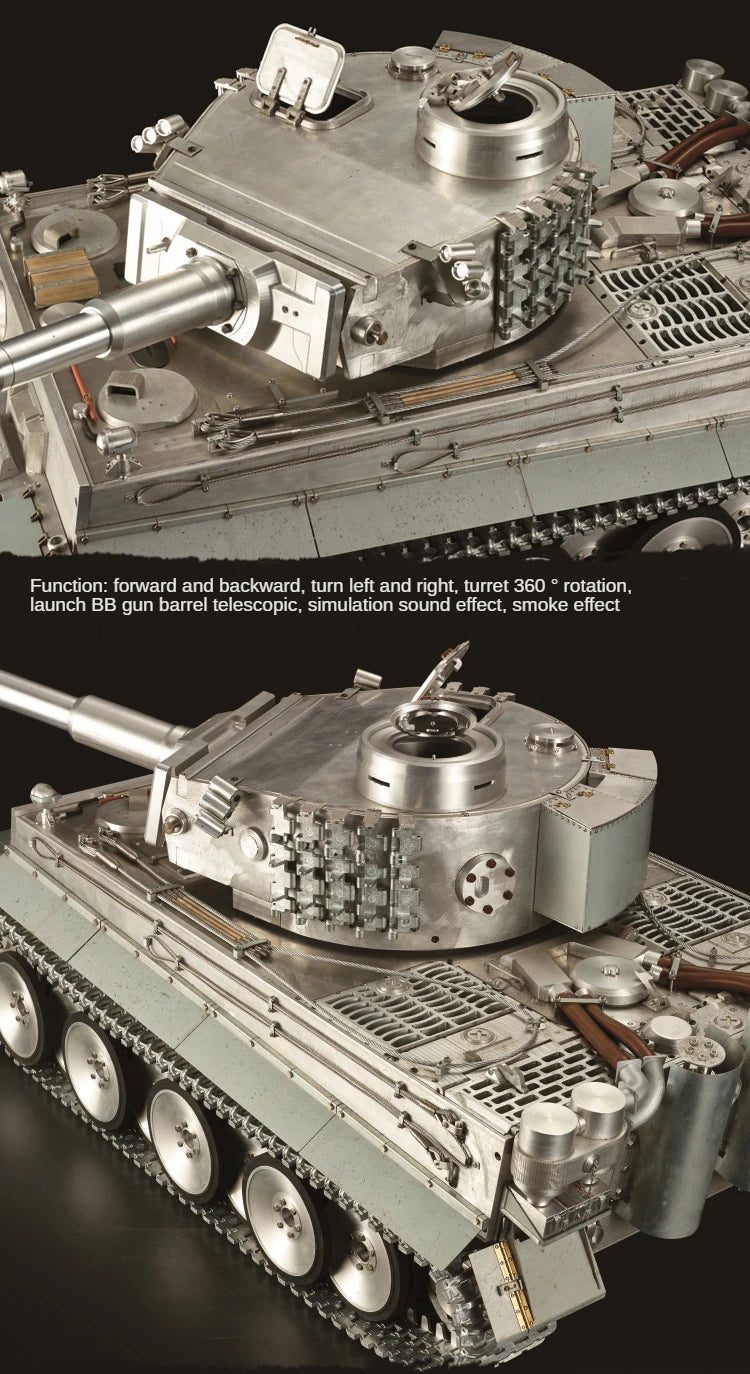 Full Metal Large Tank German Tiger Electric Remote Control Aluminum Alloy Model 2.4G Remote Control M1A2 Chariot