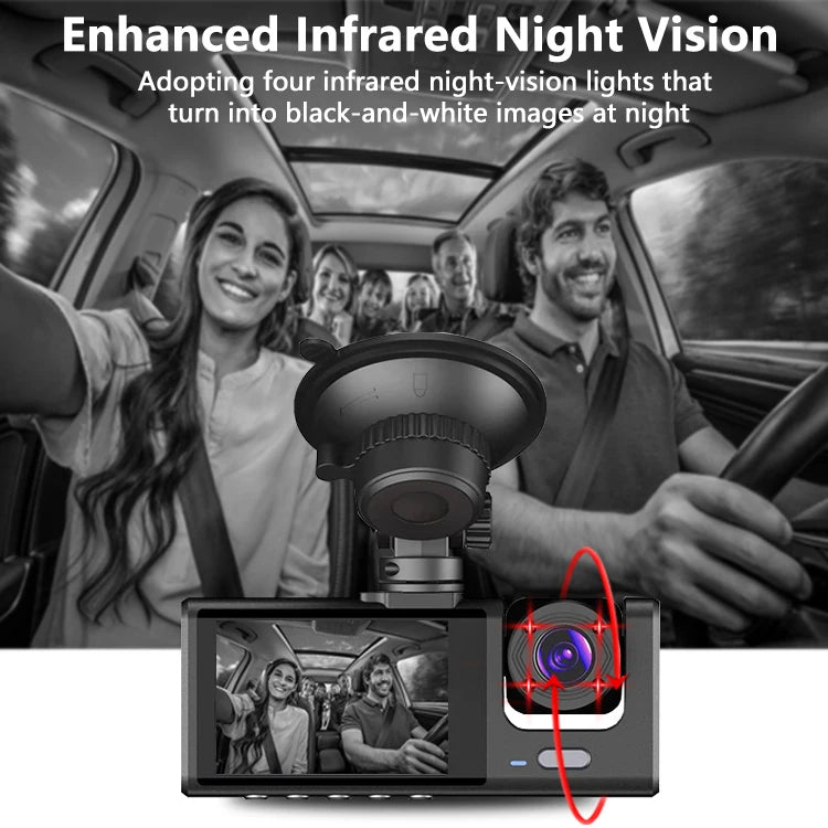Dash Cam 3 Channels 1080p Hd  Front Rear and Inner Camera Car Video Recorder Dvr Black Box  Driving Record for Car