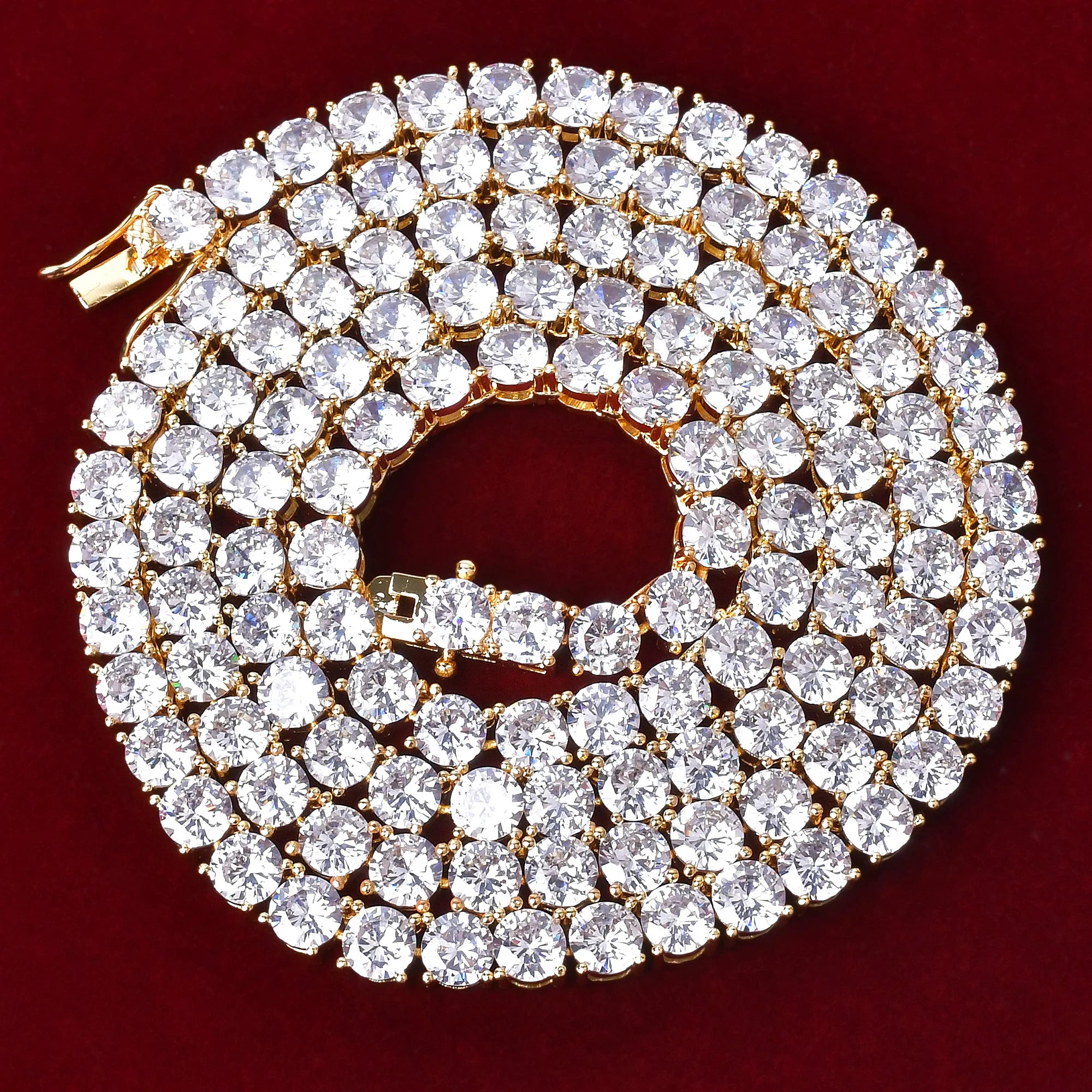 Aokaishen Tennis Chain Men Necklace Real Gold Plated Hip Hop Rock Street Jewelry Iced Out Charms Free Shipping Items Christmas