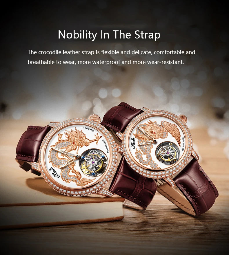 Haofa Couple Watch Luxury Tourbillon Watch Manual Movement Mechanical Wristwatch Sapphire Lovers Tourbillon Ladies Mens Watches