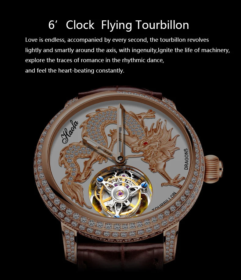 Haofa Couple Watch Luxury Tourbillon Watch Manual Movement Mechanical Wristwatch Sapphire Lovers Tourbillon Ladies Mens Watches
