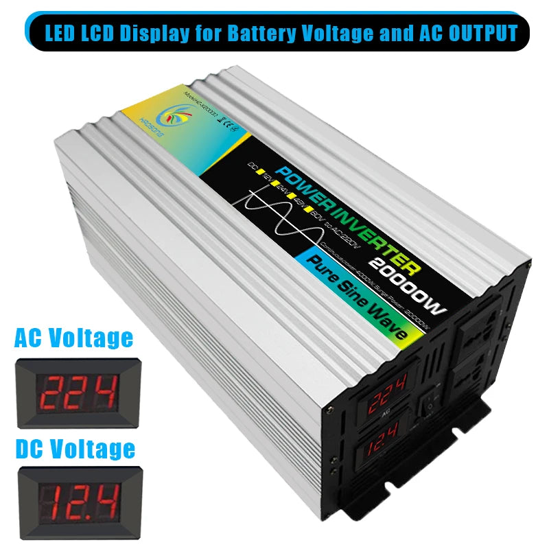 Pure Sine Wave Power Inverter 4000W DC 12V 24V 48V 60V to AC 220V Peak 20000W Inversor 12 V 220 V Convertor for Air Conditioner