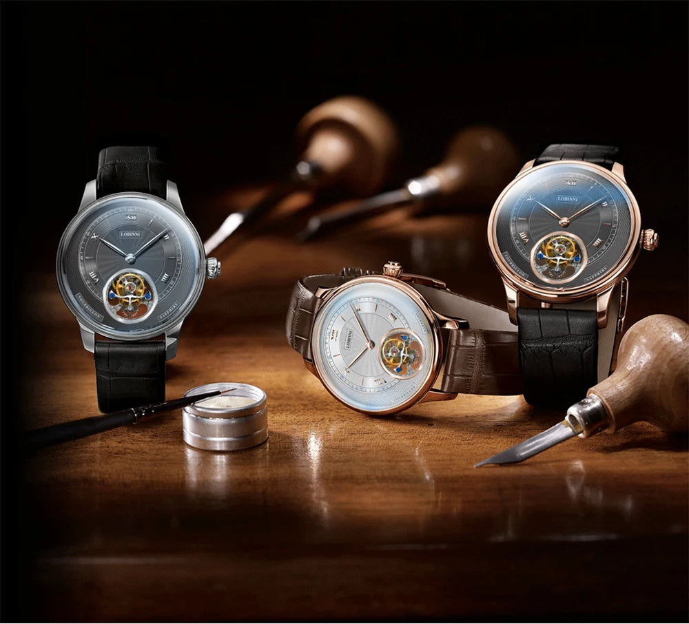tourbillion luxury watch men,mens automatic wrist watches LOBINNI man dress waterproof skeleton mechanical wristwatch montre