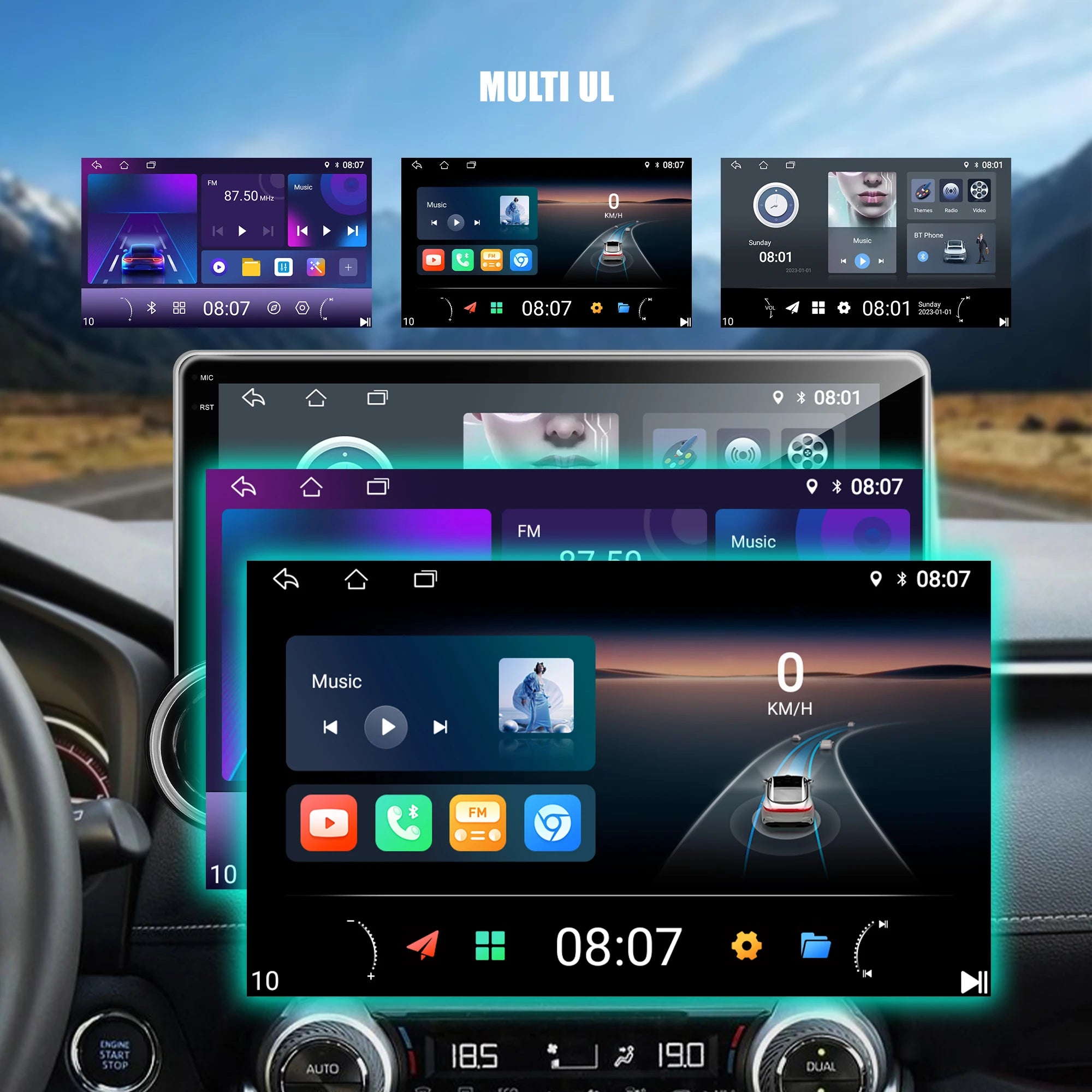 10.1Inch Universal Android Audio GPS Car Radio Double Knob 2K Diamond Wireless CarPlay DSP MirrorLink Amplifier Radio