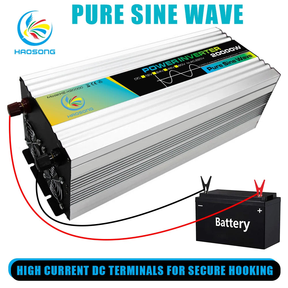 Pure Sine Wave Power Inverter 4000W DC 12V 24V 48V 60V to AC 220V Peak 20000W Inversor 12 V 220 V Convertor for Air Conditioner