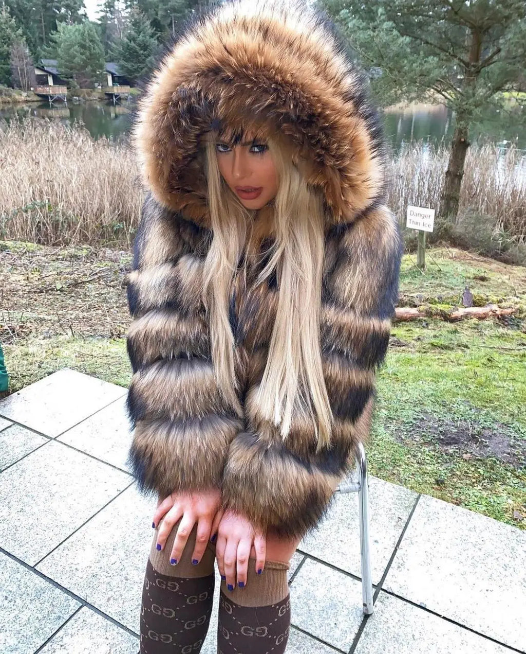 2025 maomaokong Super Hot Winter Women Luxury Thick Real Raccoon Fur Coat Natural Fox Fur Jacket Plus Size Jackets Female Vest