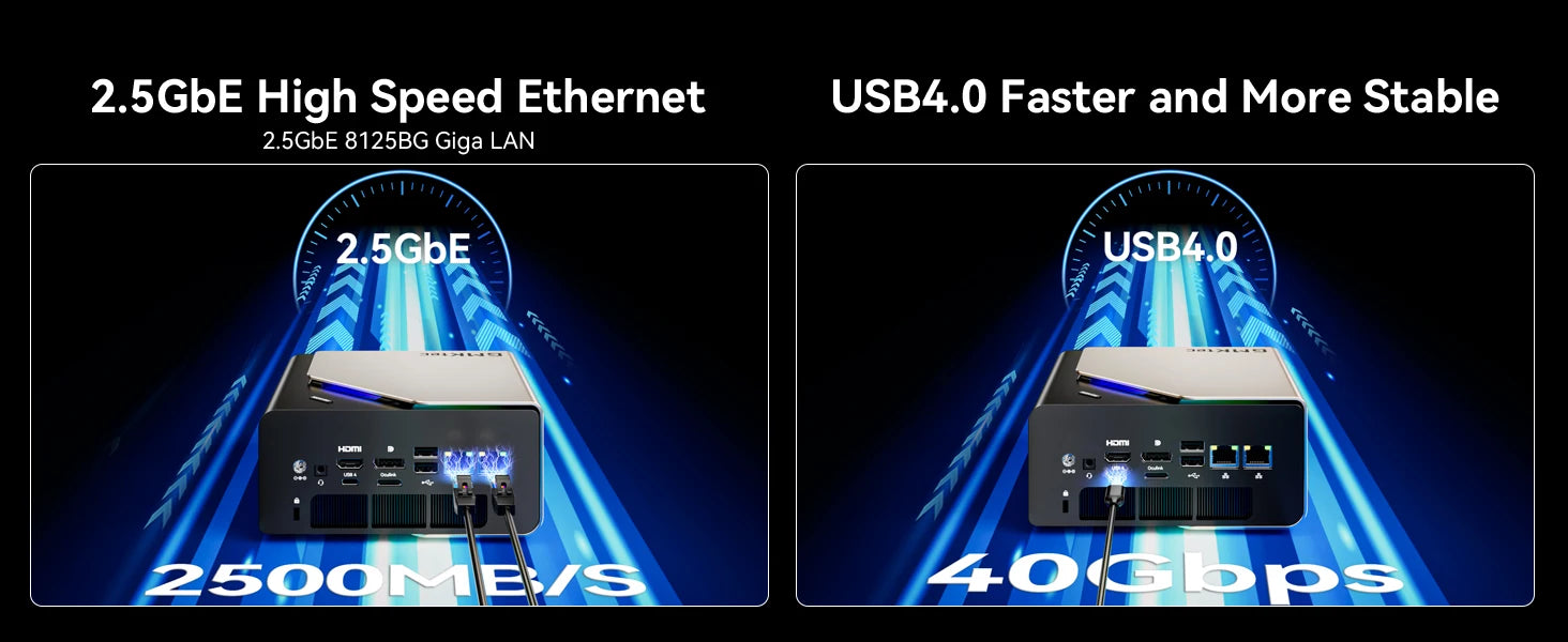 EVO-T1 Intel Core Ultra 9 285H Mini PC 16-core 16-thread 64GB DDR5 1TB SSD Gaming Computer PC with Intel AI Boost Mini PC