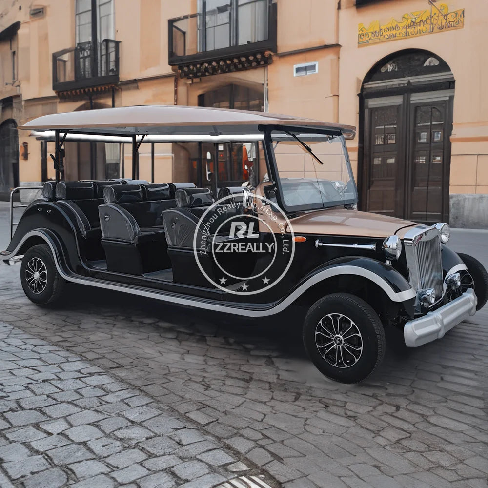 2025 Elegant Amusement Park 6 8 11 Passenger Sightseeing Electric Tourist Car Vintage Electric Sightseeing Car