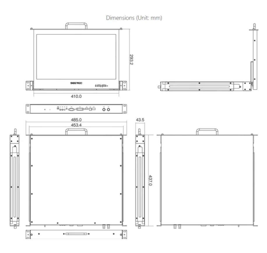 SEETEC SC173-9HD-56 17.3 Inch 1RU Pull Out Rack Mount Monitor Full HD1920x1080 for Broadcast Director Monitor