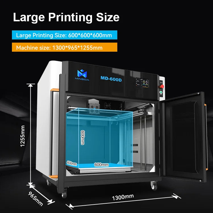 Mingda MD600D Fast 300mm/s Professional IDEX 3d Printer 600*600*600mm 3d Printer for Cars