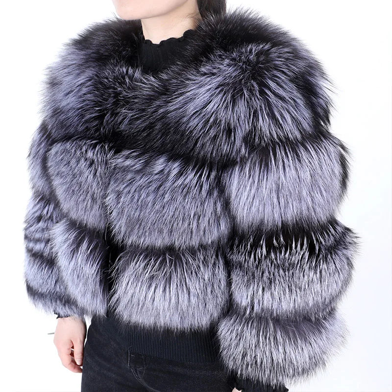 2025 maomaokong Super Hot Winter Women Luxury Thick Real Raccoon Fur Coat Natural Fox Fur Jacket Plus Size Jackets Female Vest