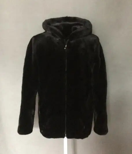 Real Men Mink Fur Coat With Hood Winter Warm Full Pelt Fur Classic Black Color Luxurious Thick Mens Coats 2023 Outwear Jacket